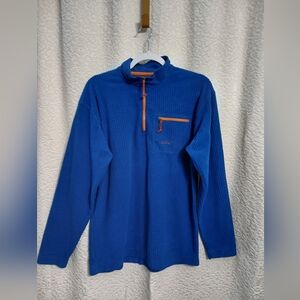 Orvis Blue Quarter-Zip with Orange Accents